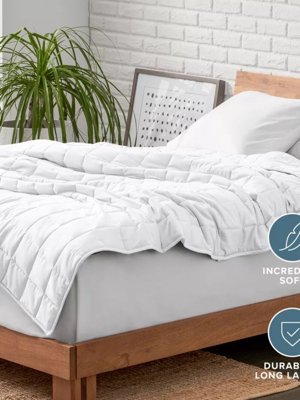 NEW Cotton Weighted Blanket by Bare Home - 10 lb 40" x 60", White - Picture 6 of 10
